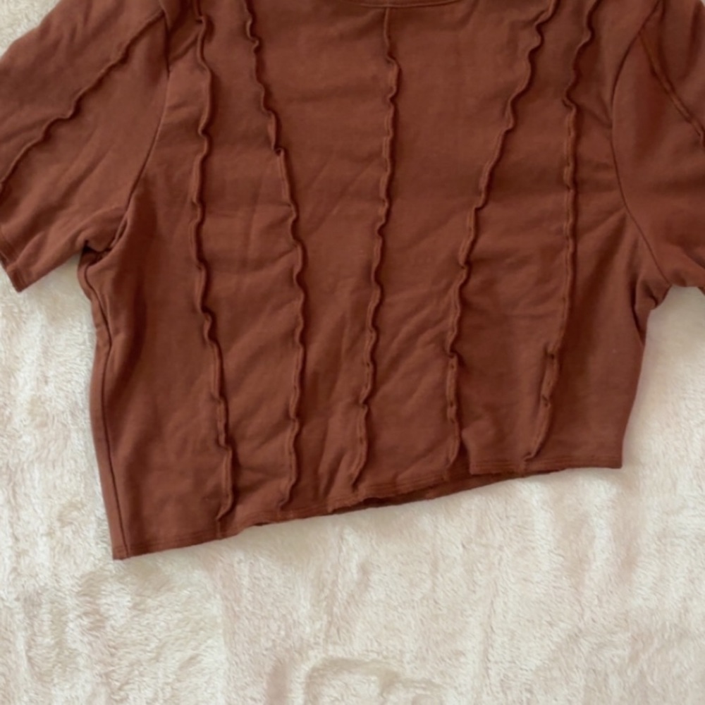 NWOT Oh Polly Exposed Seam Asymmetric Crop Top - Picture 7 of 10